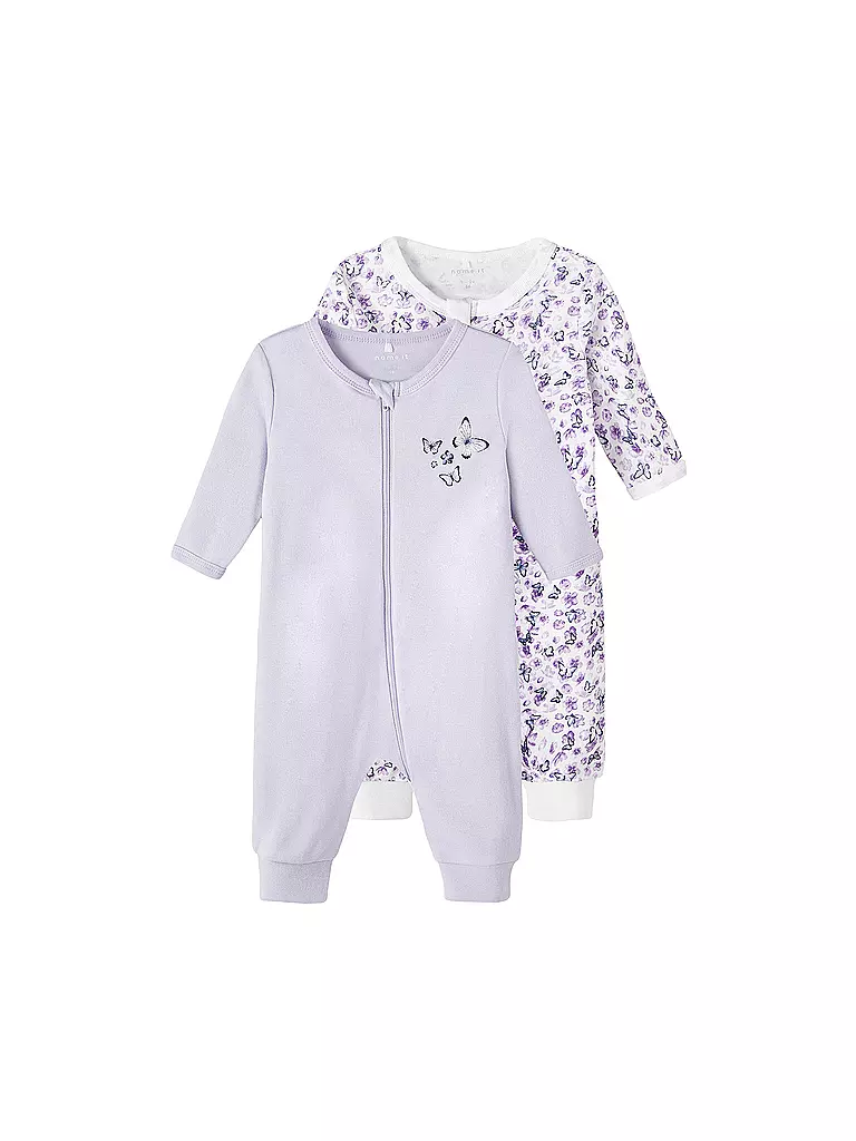 NAME IT Baby Schlafoverall 2er Pkg  PURPLE FLOWER lila