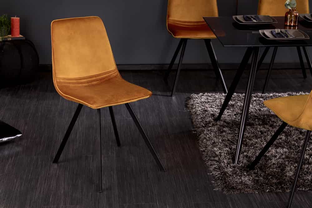 Retro Stuhl AMSTERDAM CHAIR senfgelb Samt Designklassiker