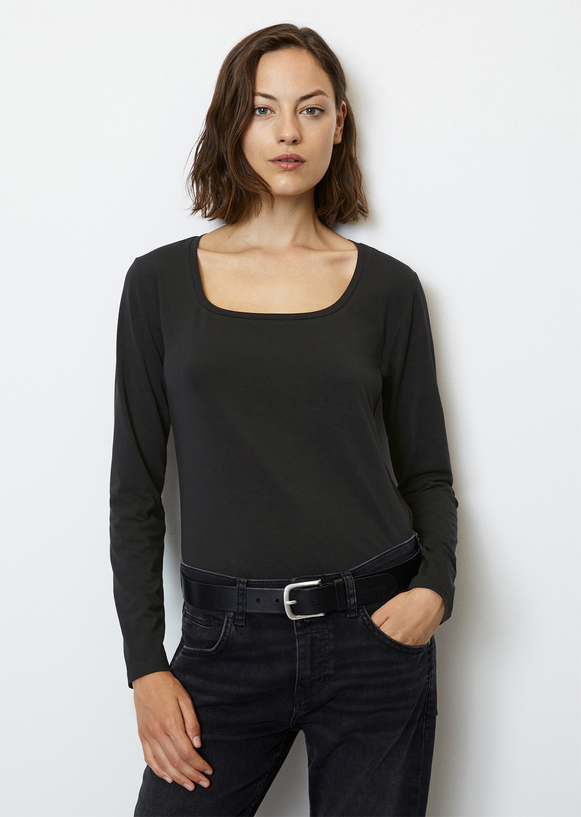 Longsleeve mit eckigem Ausschnitt regular aus OCS Blended TENCEL™ Lyocell
