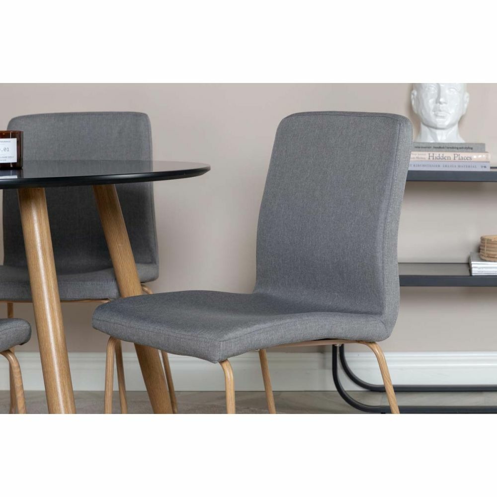 Chaise en acier imitation bois et gris mace (lot de 2)