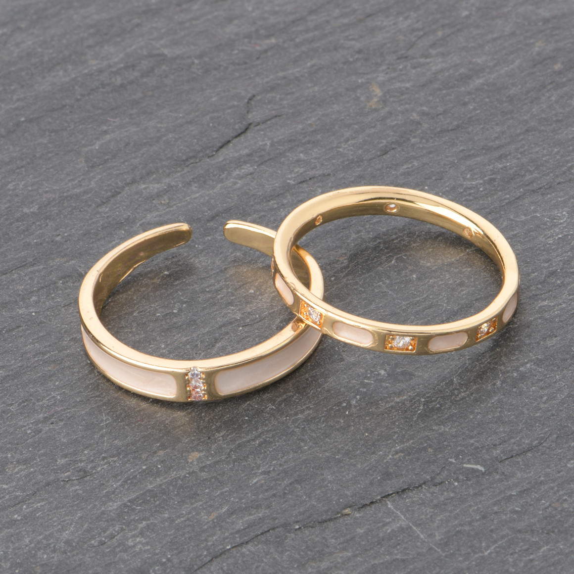 2 Damen Ringe im Set gold