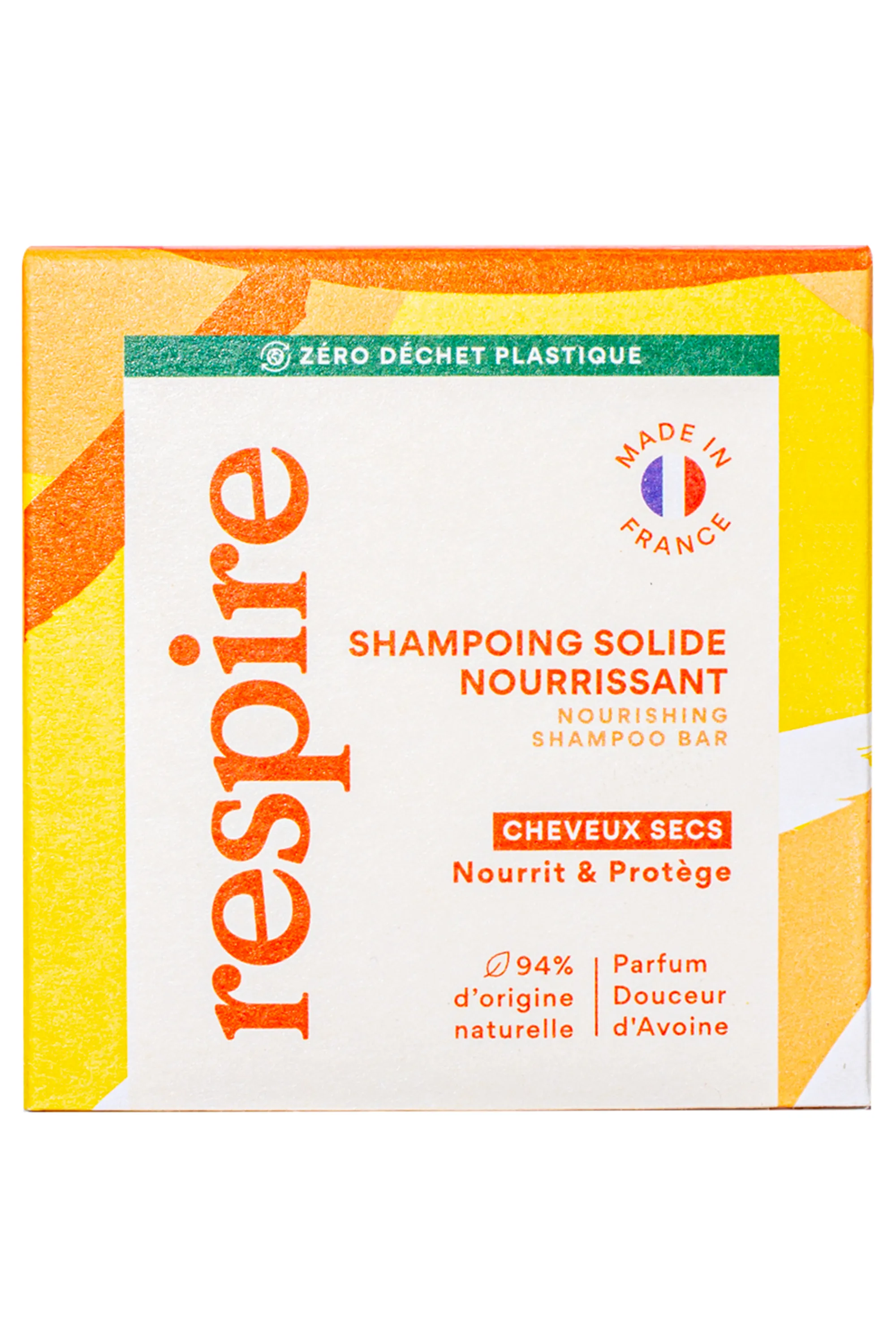 Respire Shampoing solide nourrissant pour cheveux secs Douceur d’Avoine-75 g