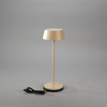 KonstSmide tafellamp Menton 2,9 W oplaadbare LED verlichting zandkleurig