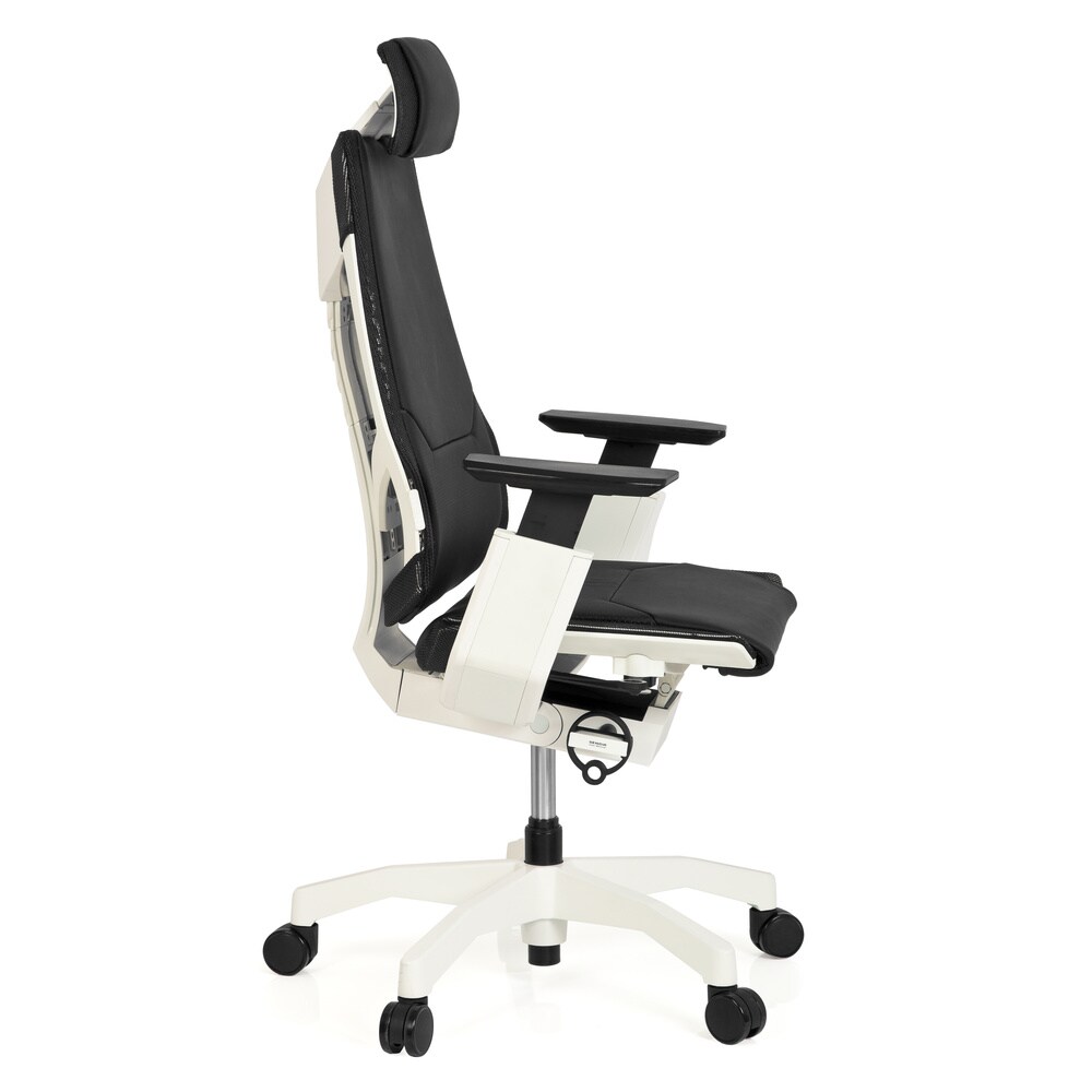 High End Bürostuhl GENIDIA PRO WHITE Leder mit Armlehnen hjh OFFICE
