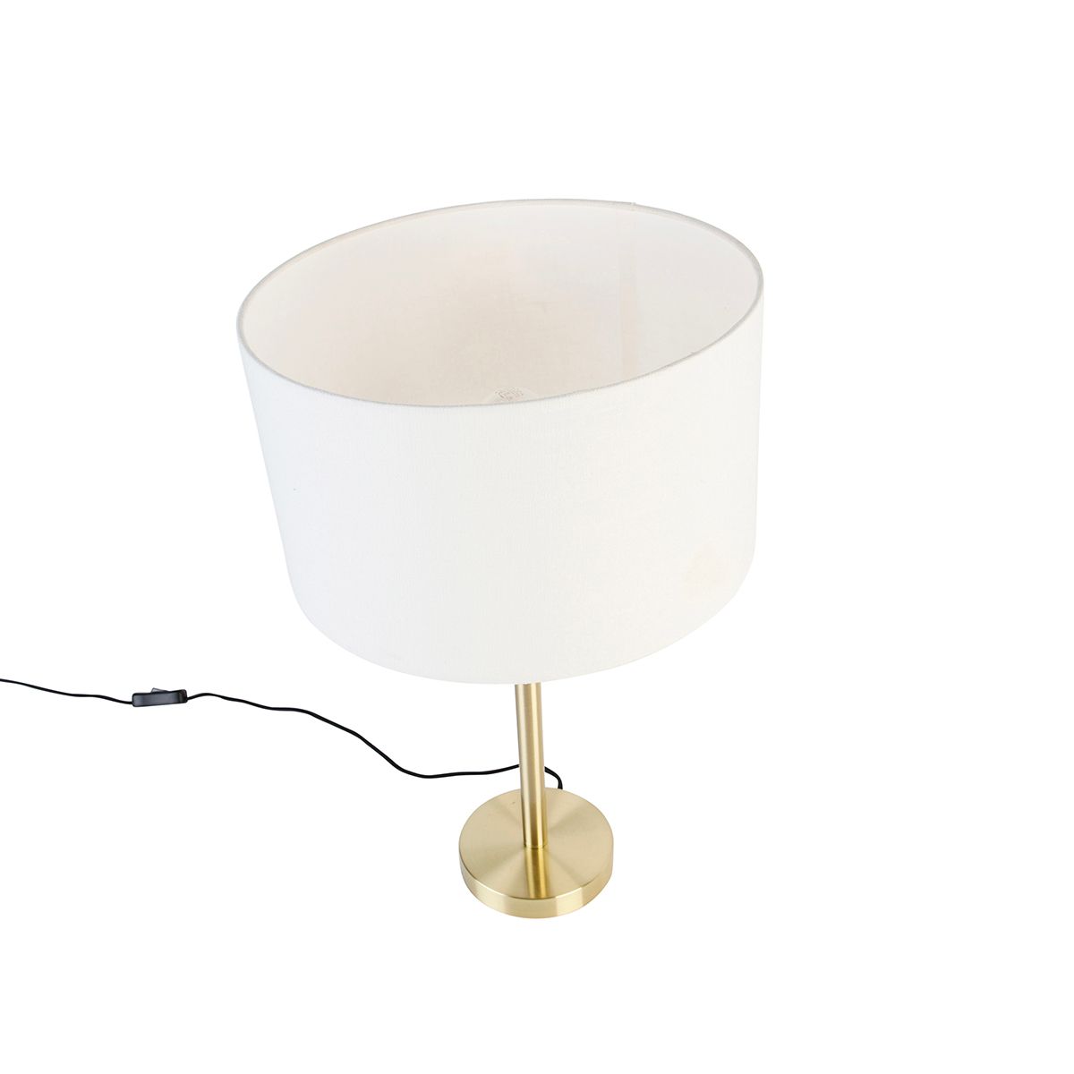 Klassieke tafellamp messing met kap wit 35 cm - Simplo
