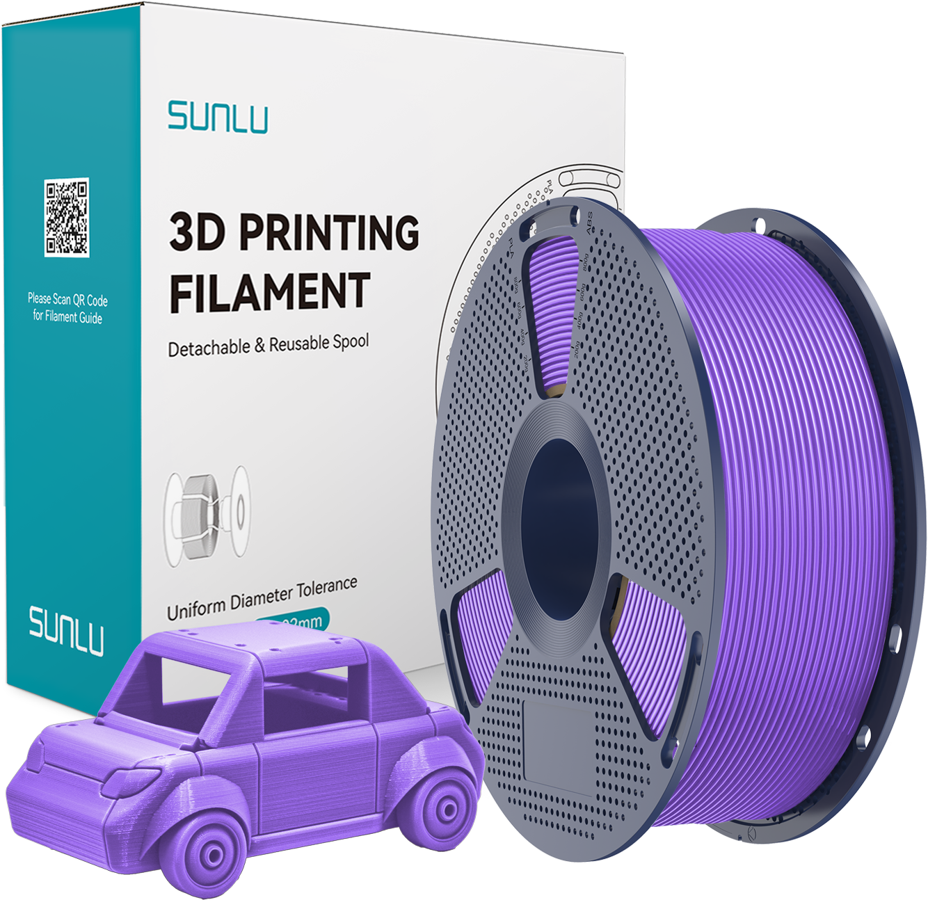 SUNLU  PETG Purple, 1,75 mm / 1000 g    Zähes, leicht zu druckendes PETG Filament