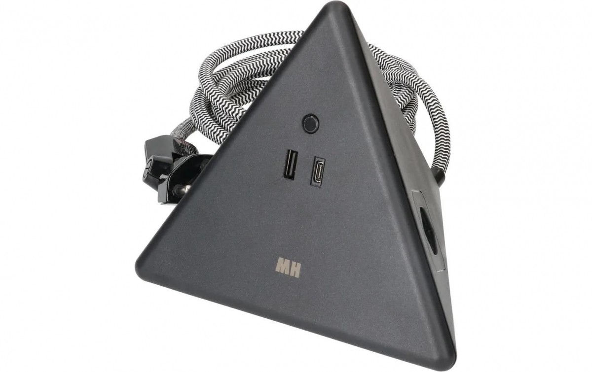(2.5m) Energy Pyramide 2-fach Steckdosenleiste 2xTyp13 mit USB C (PD 3.0) / USB A (QC 3.0) Anschluss (163736) - Schwarz