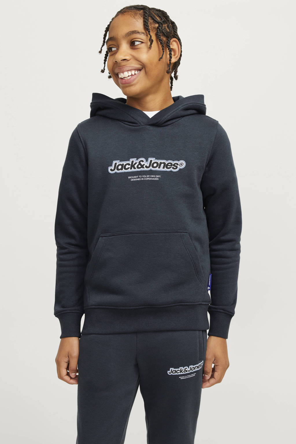 JACK & JONES hoodie JORVESTERBRO NEWTON met logo donkergroen
