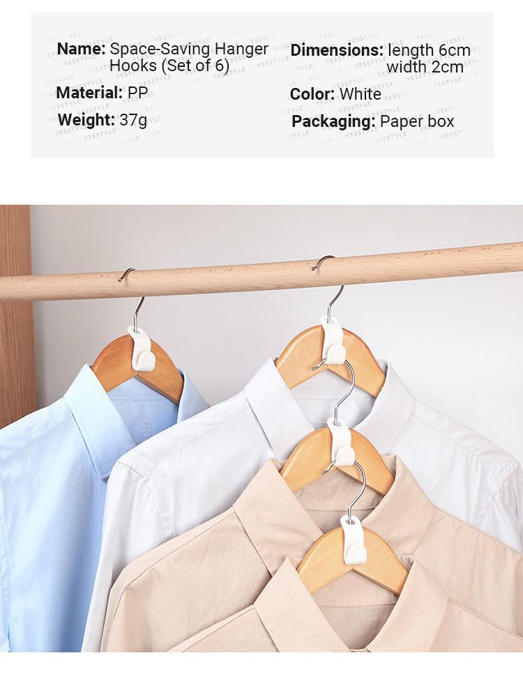 Yulu - Set van 6: Ruimtebesparende hangerhaken