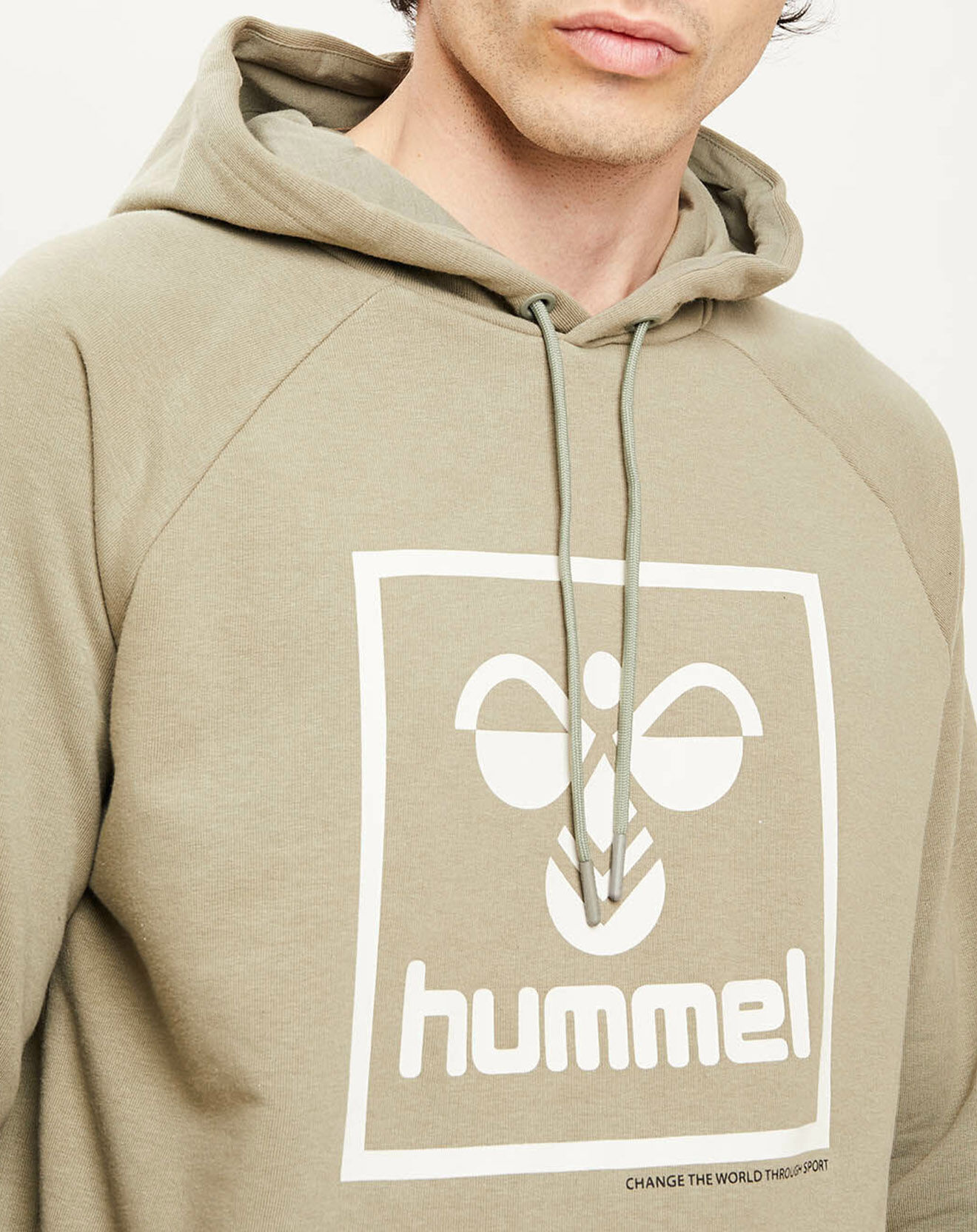 Hummel Sweat à capuche en Coton mélangé logo kaki clair