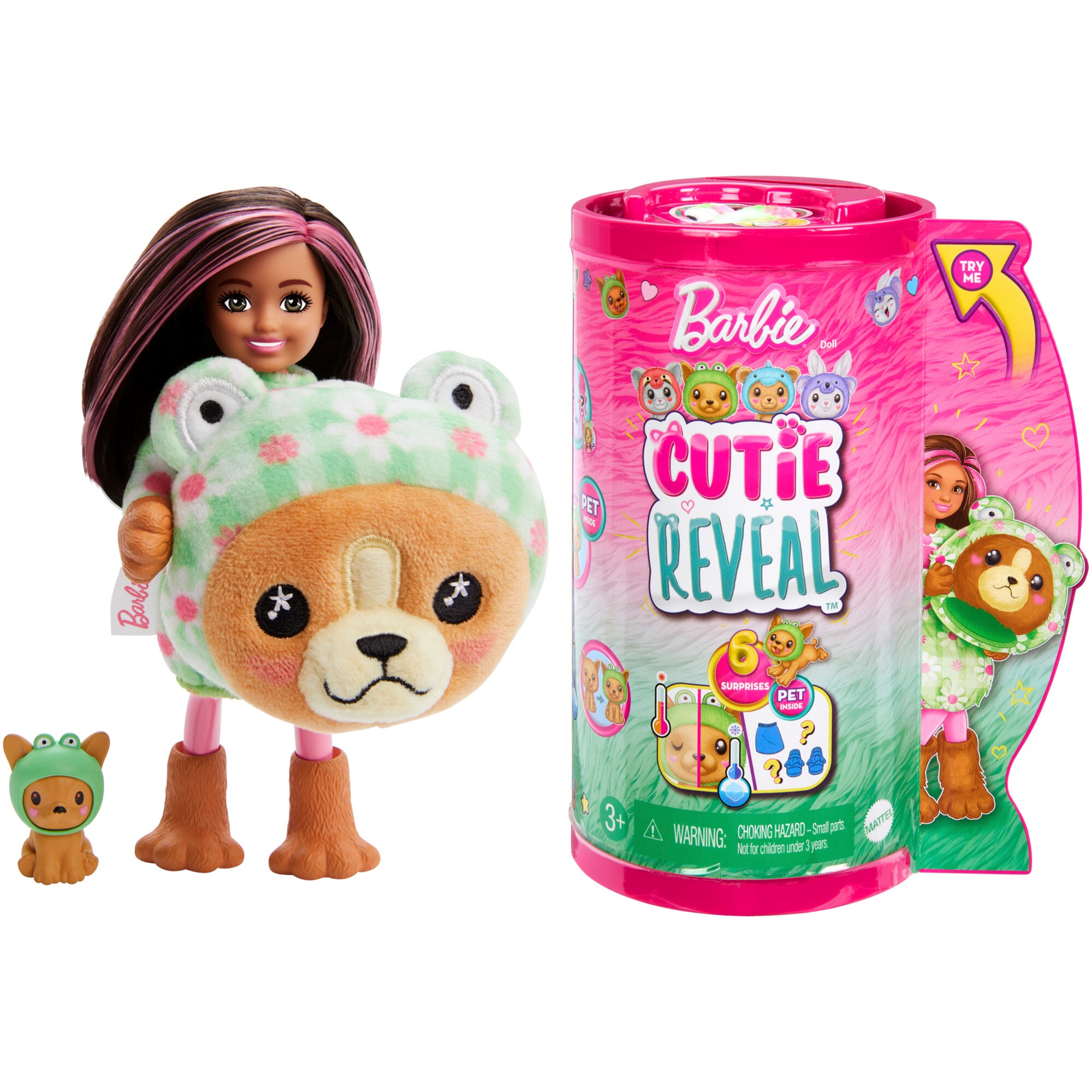Mattel Puppe Barbie Cutie Reveal Chelsea Costume Cuties Serie - Dog in Frog