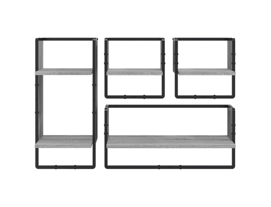 VIDAXL - Etagère murale Ensemble d'étagères murales avec barres 4 pcs sonoma gris