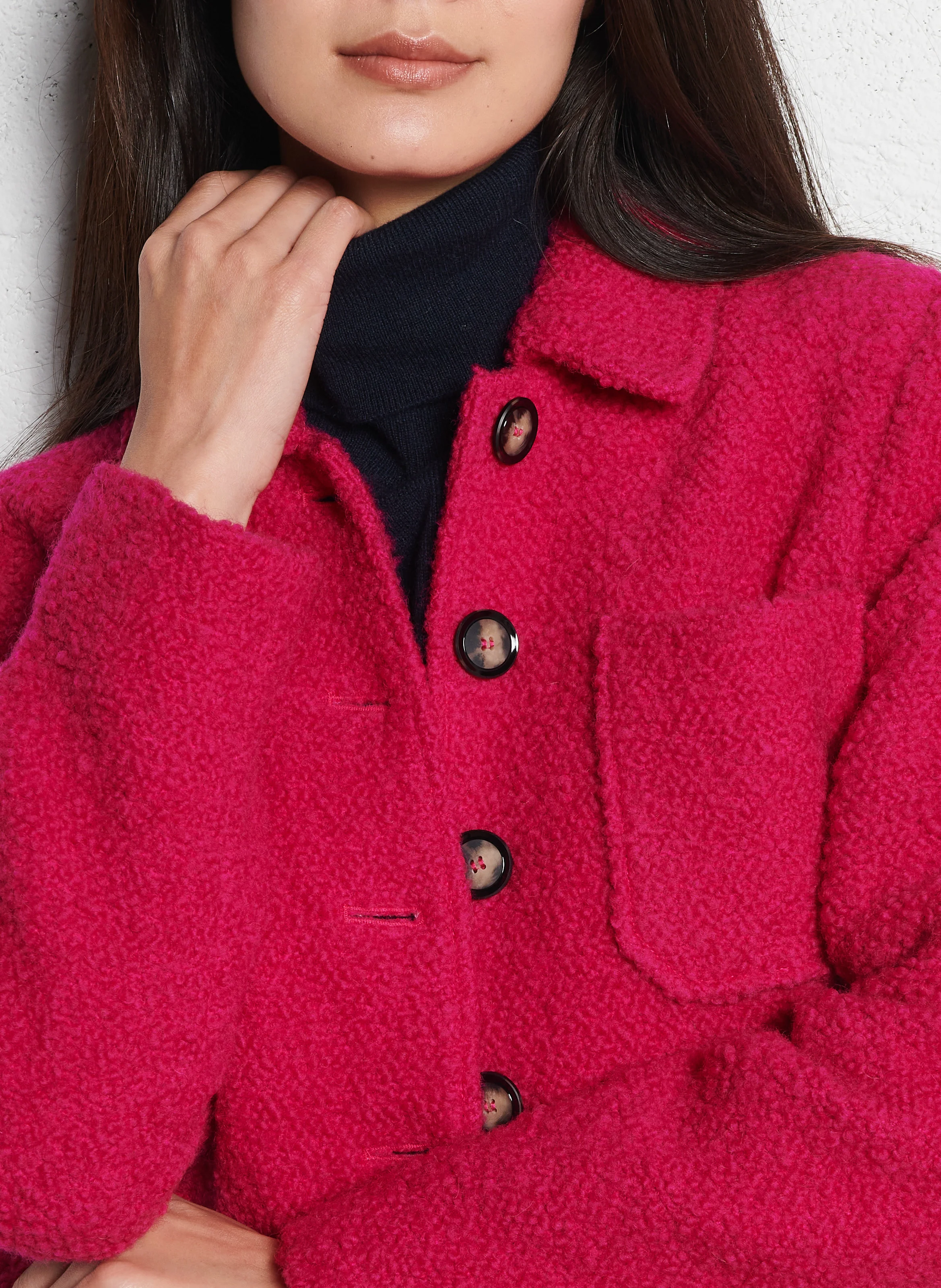 GOLTAN - Veste col classique en laine mélangée | Rose