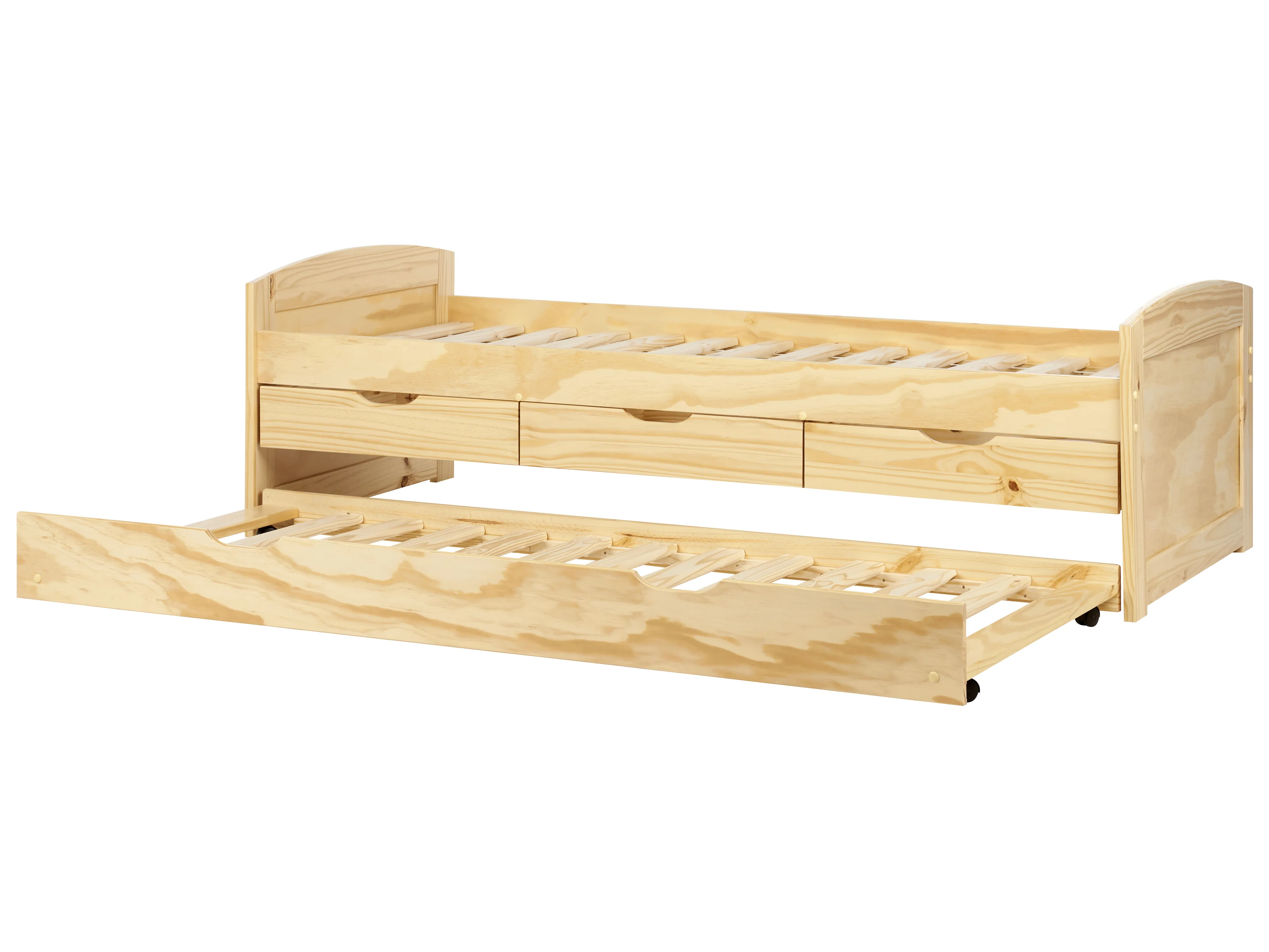 Onderschuifbed Dennenhout PETIVILLE 90 x 200 cm Lichtbruin