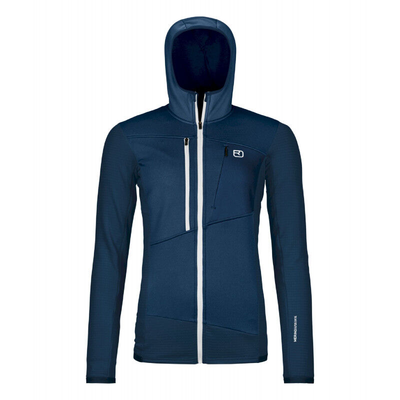 Fleece Grid Hoody - Polaire en laine mérinos femme