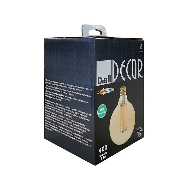 Ampoule LED à filament Globe ambre Ø12.4 cm E27 400 lm 5.8 W blanc chaud Diall