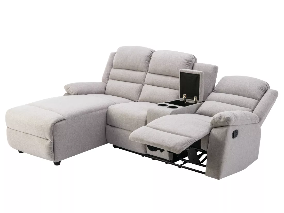 Canapé d'angle gauche relax en tissu beige MACEDONIA