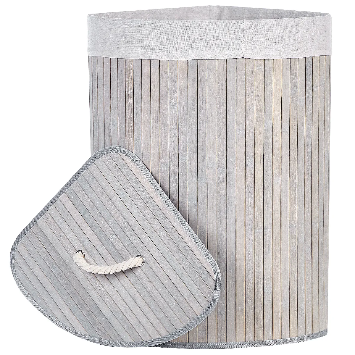 Beliani Panier bambou gris clair 60 cm MATARA