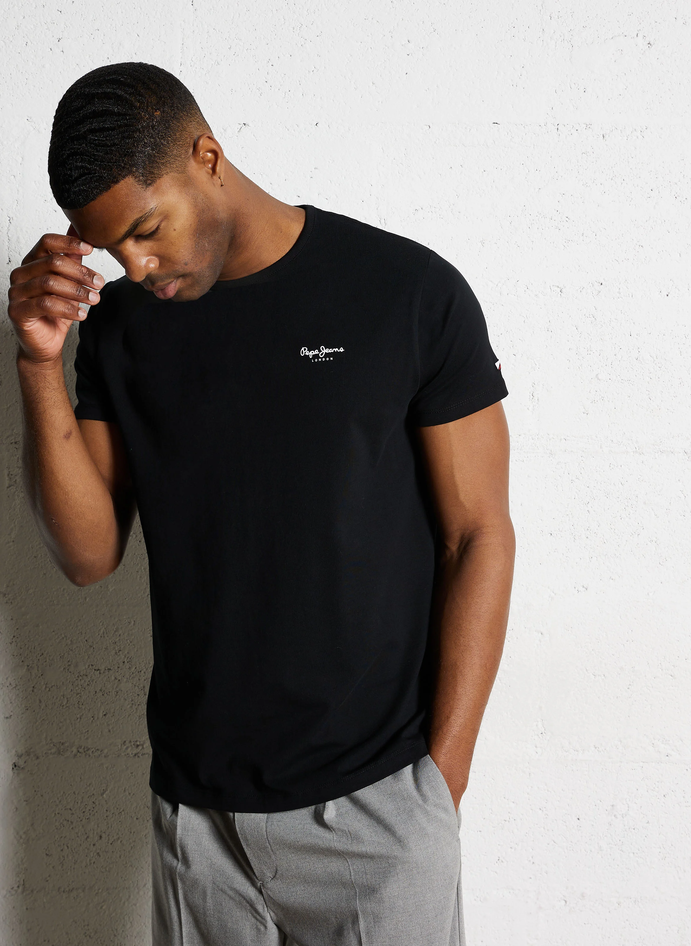 Tee-shirt droit en coton mélangé | Noir