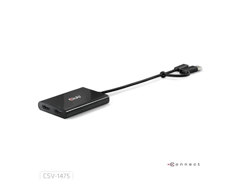 Club 3D Adapter CSV-1475 USB Typ-C (mit USB Typ-A Adapter) auf dualen HDMI (4K60 Hz)