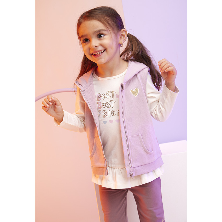Ensemble gilet sans manche + t-shirt manches longues + legging pour bébé fille