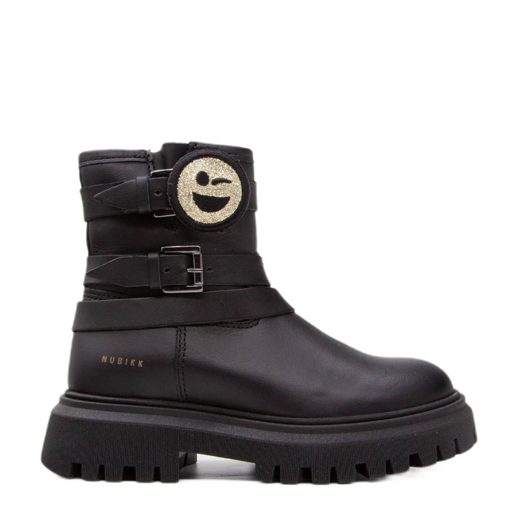 Nubikk Fae Maryn Jrchunky leren enkelboots zwart