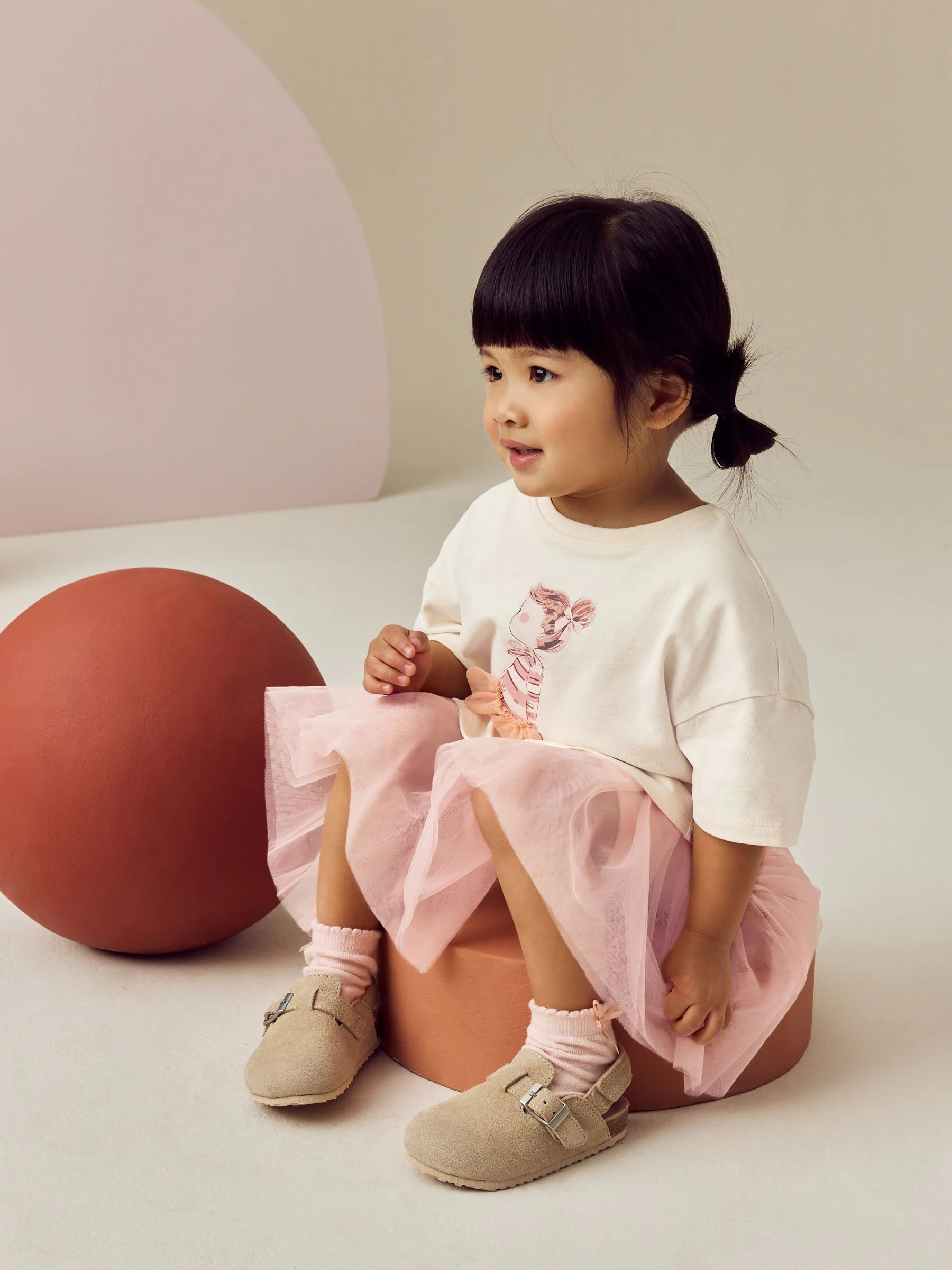 Roze/wit - Set van top met korte mouwen en rok (3 mnd - 7 jr)