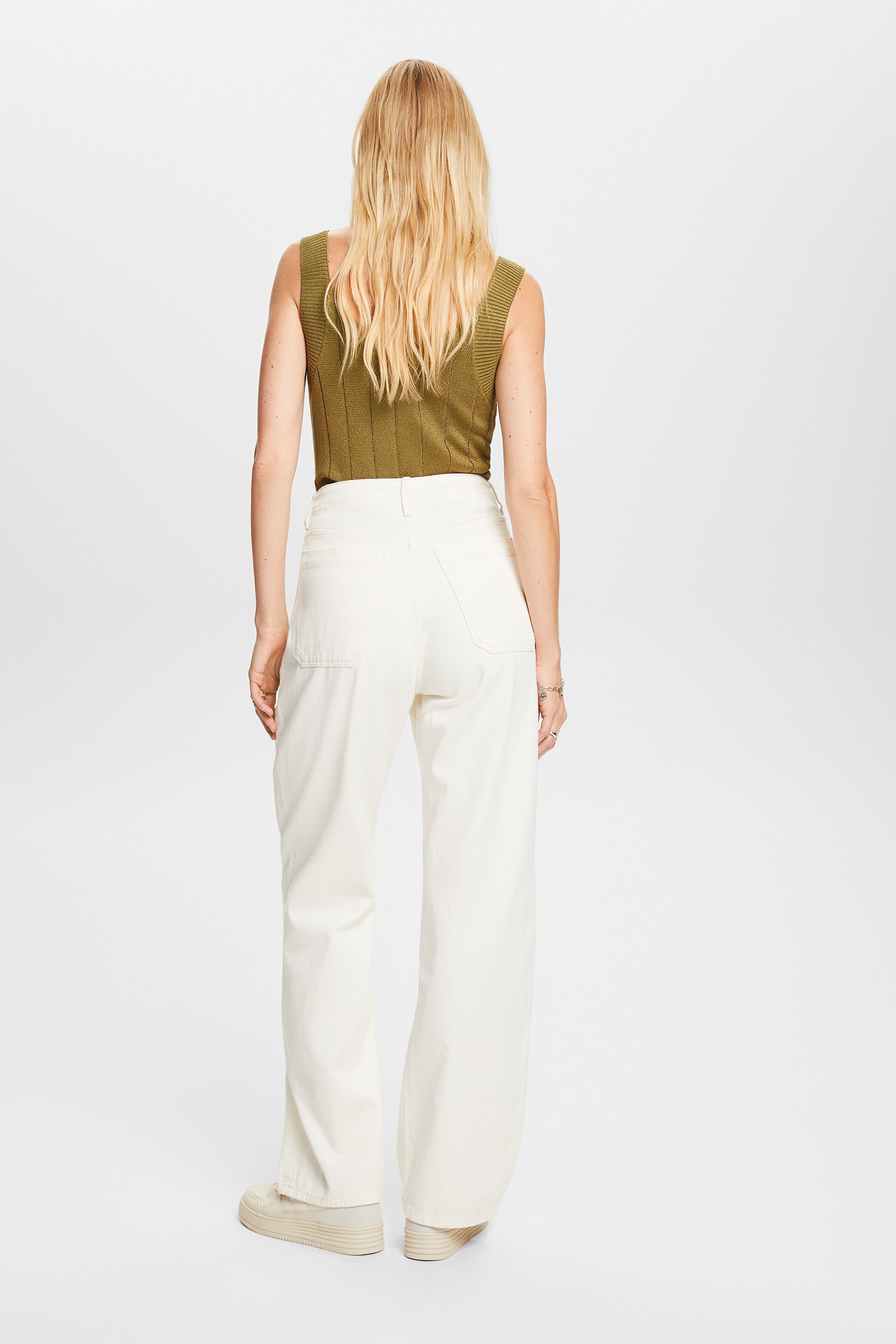 Pantalon en twill à jambes larges, 100% coton