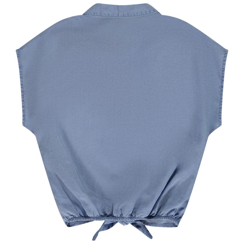 Chemise manches courte à nouer pour fille - Bleu