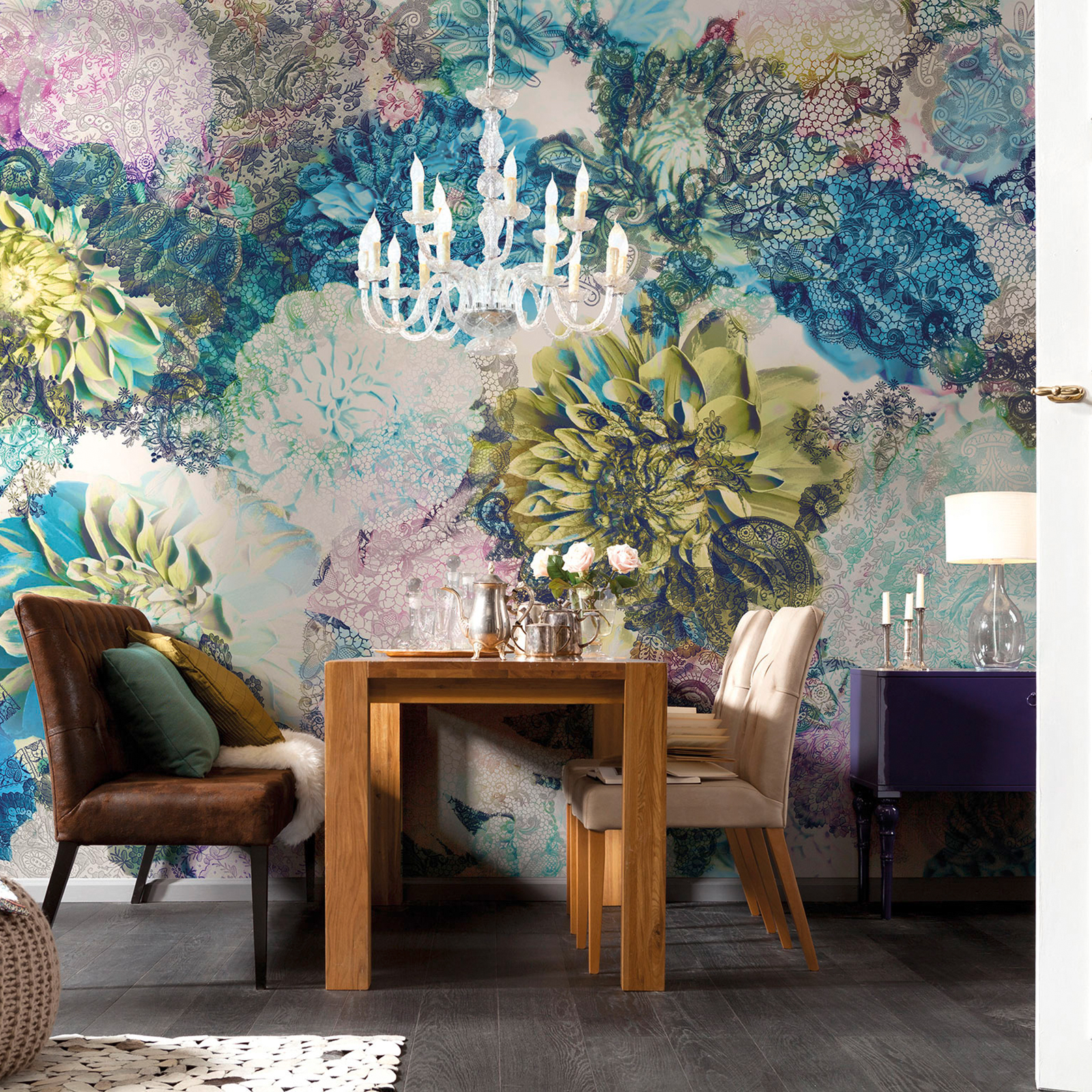 Vlies-Fototapete FRISKY FLOWERS - bunt - 400x260 cm
