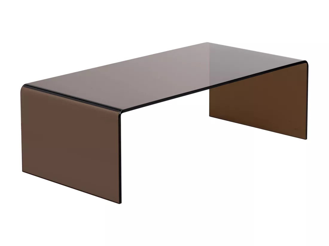 Table basse en verre trempé courbé - Brun - ALONZO