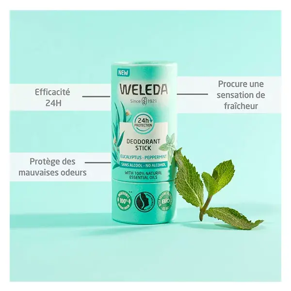 Desodorante em bastão Weleda com eucalipto e hortelã-pimenta 50g