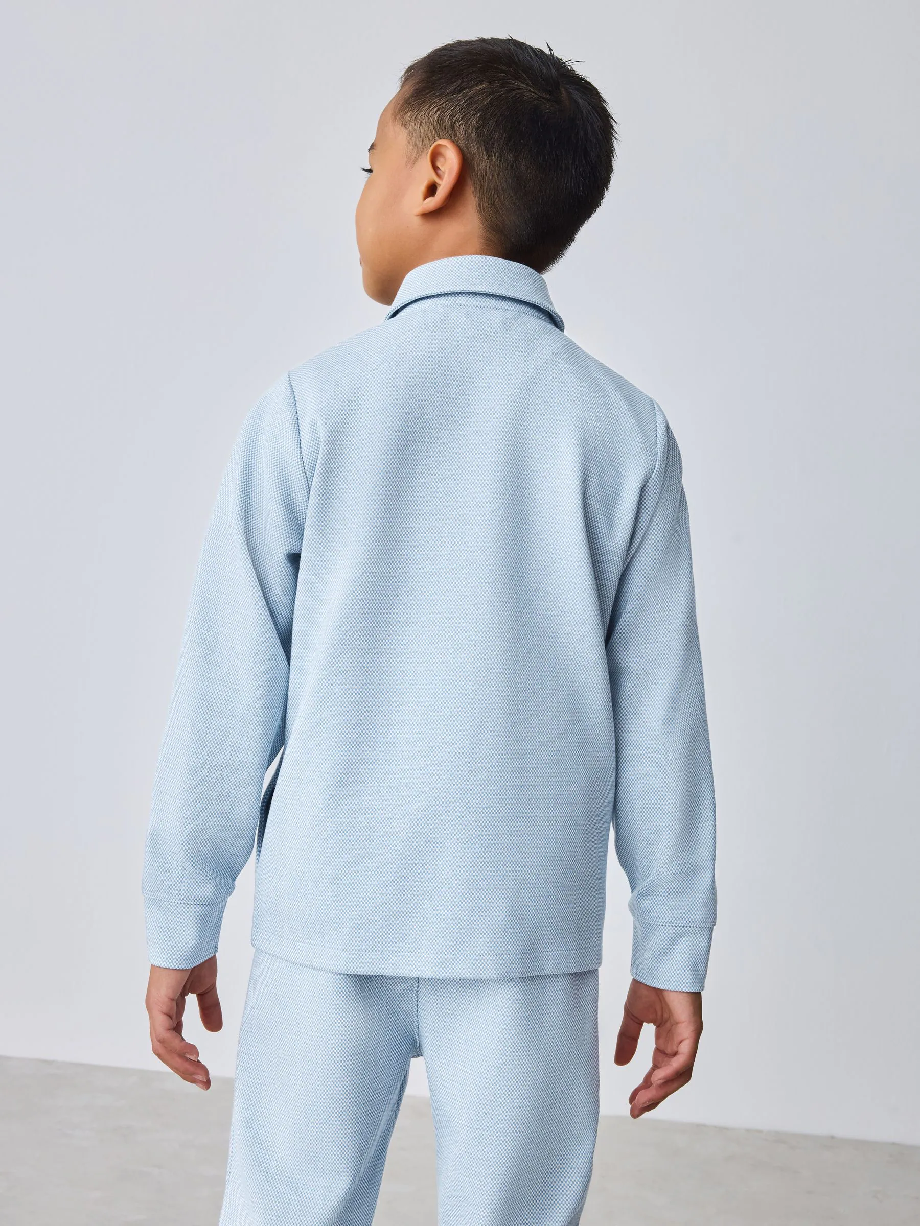 Blauw - Baker by Ted Baker 3 Piece Textured Jacket T-Shirt and Trousers Set
