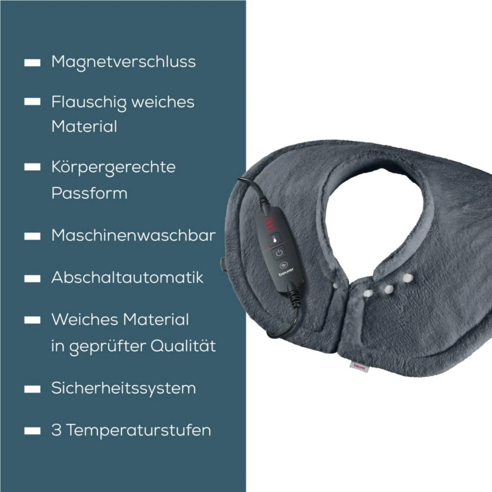 (56x52cm) HK 66 Cozy Schulter Heizkissen Elektrische Wärmedecke mit 3 Hitzestufen (20056) - Grau