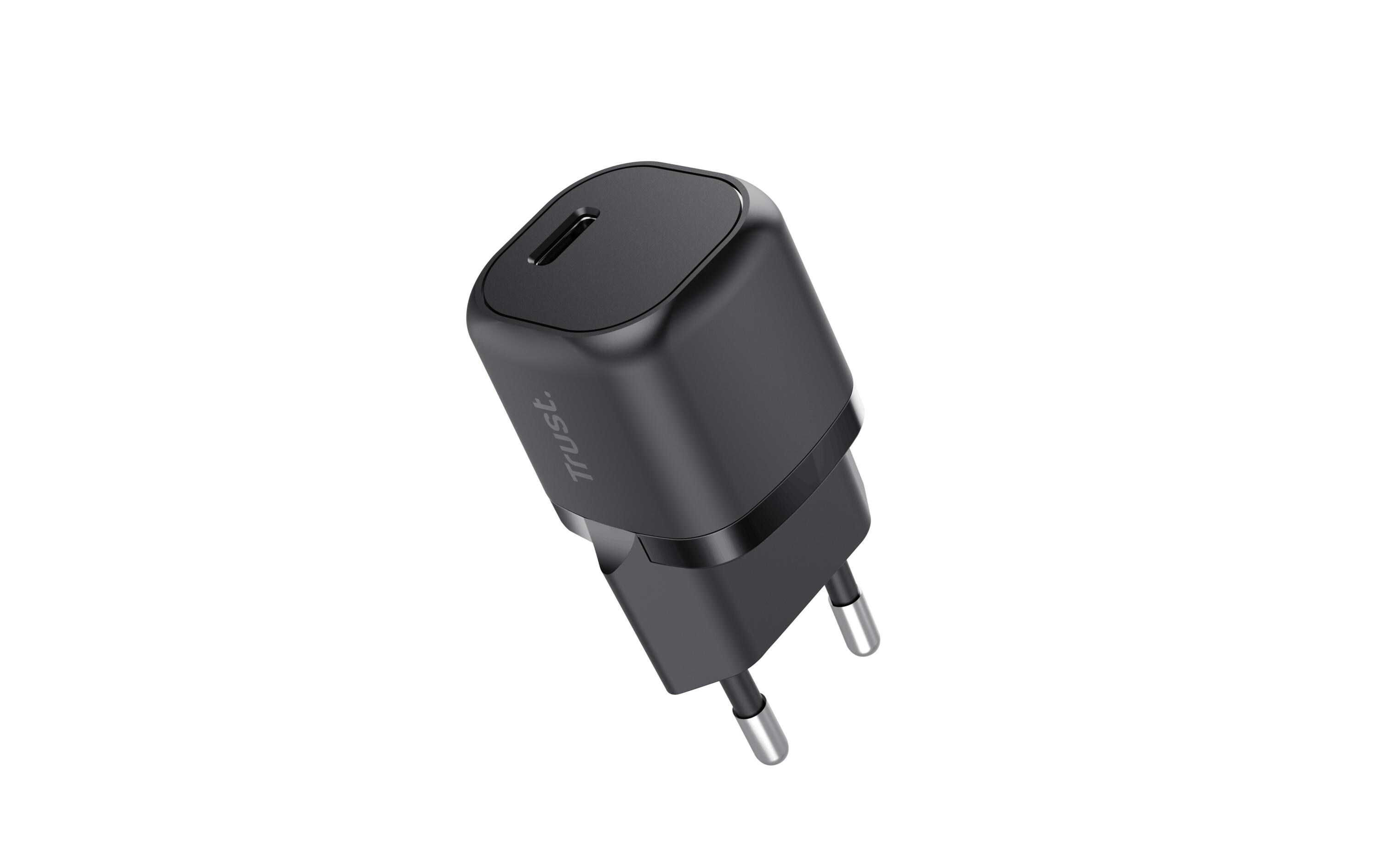 USB-Wandladegerät Maxo Ultrakleines USB-C-PD 20 W SchwarzKompaktes USB-C Power-Delivery-Ladegerät mit 20 W Schnellladefunktion