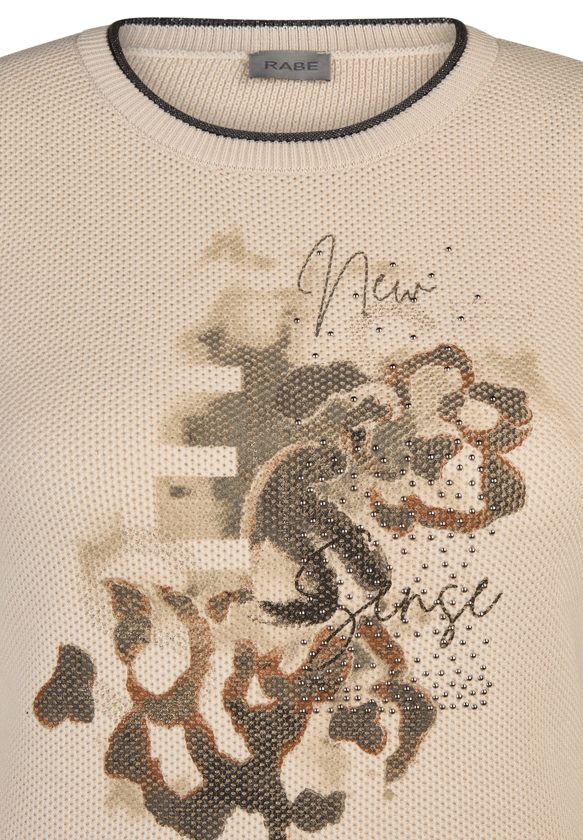 Rabe Rundhalspullover , mit intarsien Print