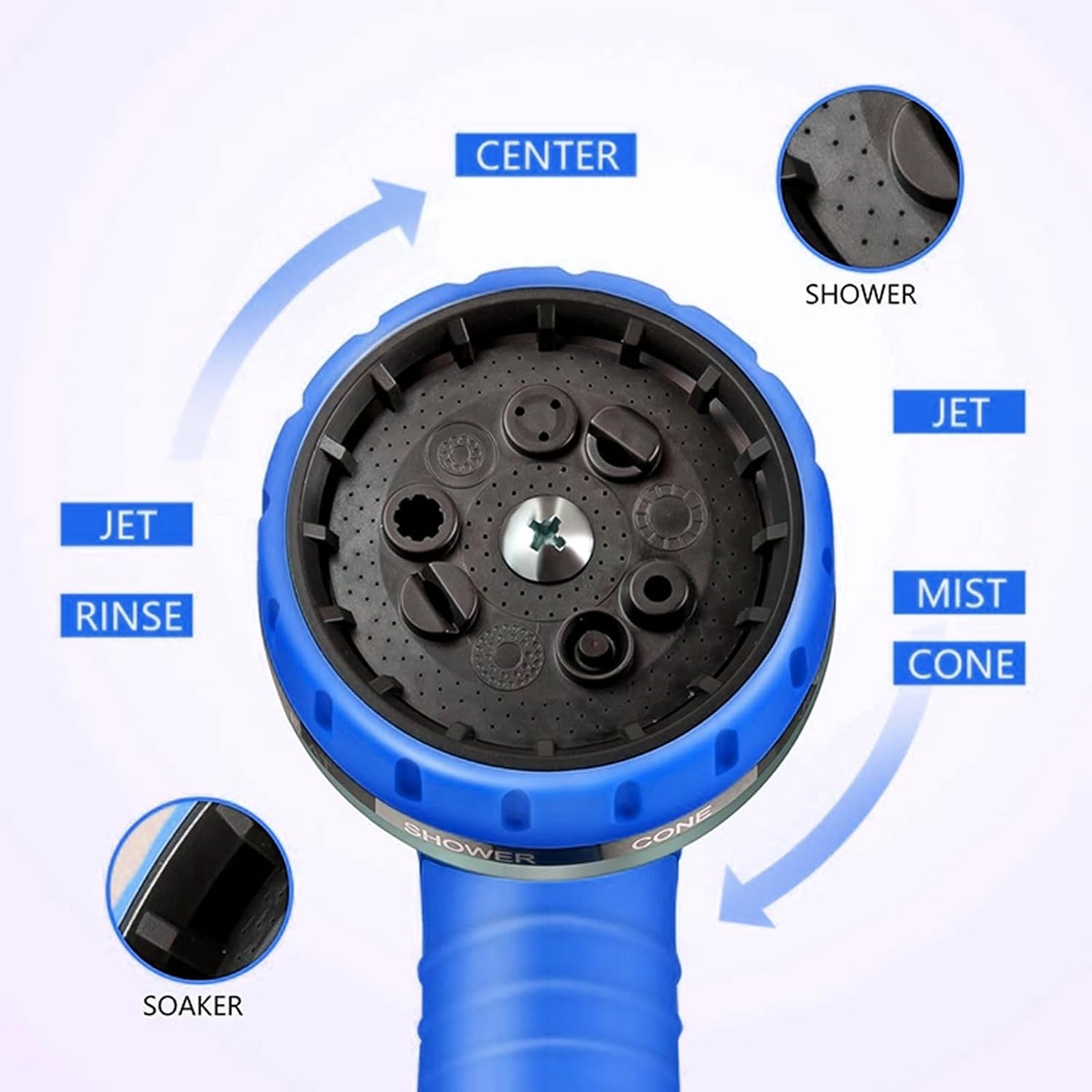 (4-tlg. Set) 30m Flexibler Gartenschlauch Dehnbarer Wasserschlauch mit Handbrause / Wasserhahn Adapter / Wandhalterung - Schwarz / Blau