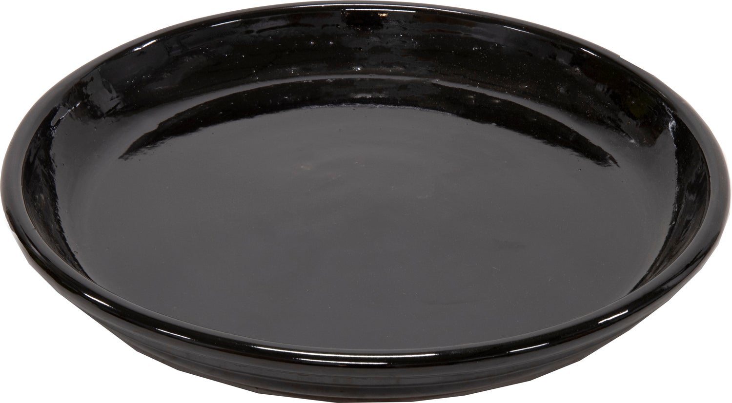 Mega Collections plantenschotel Glazed zwart D 20 H 2,5 cm