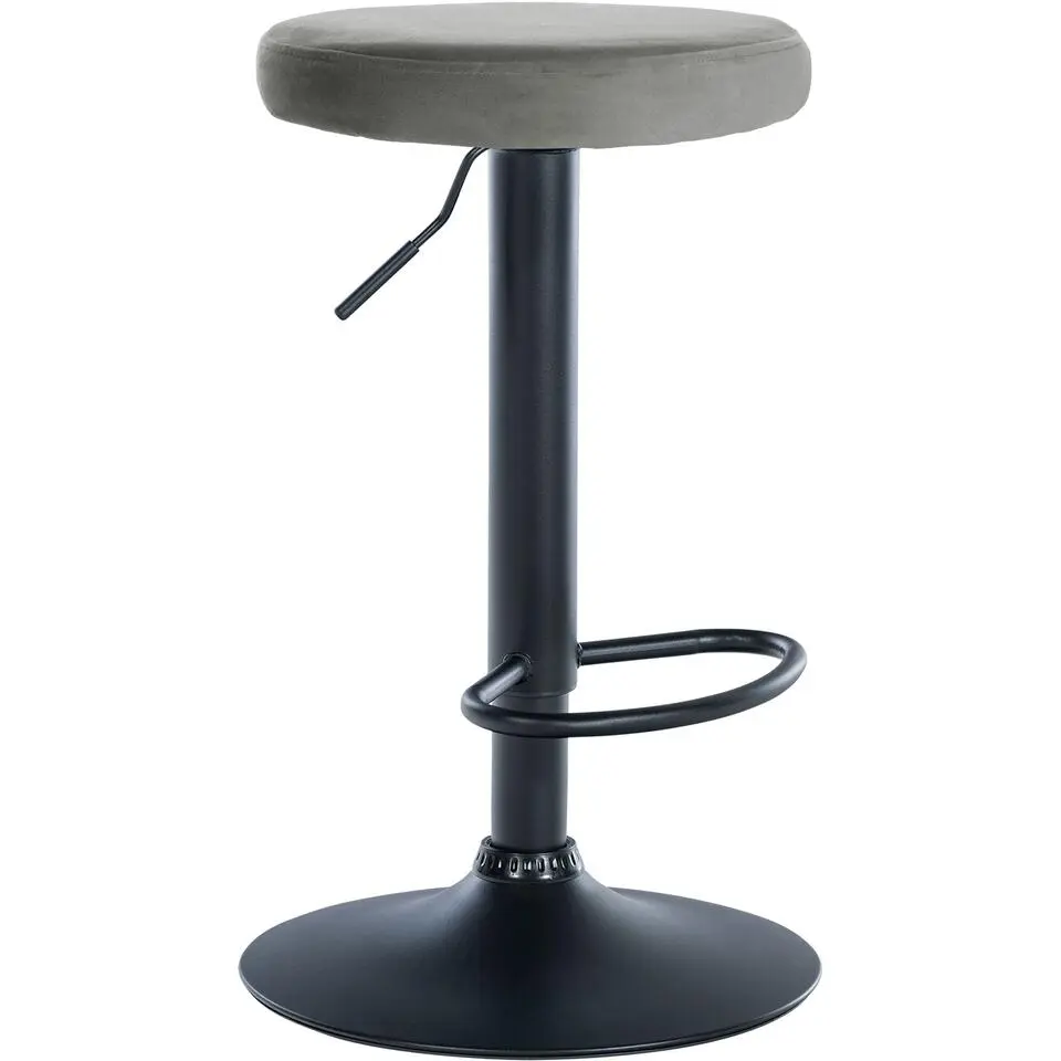 CLP Barkruk Ponte zwart Frame - Fluweel - grijs