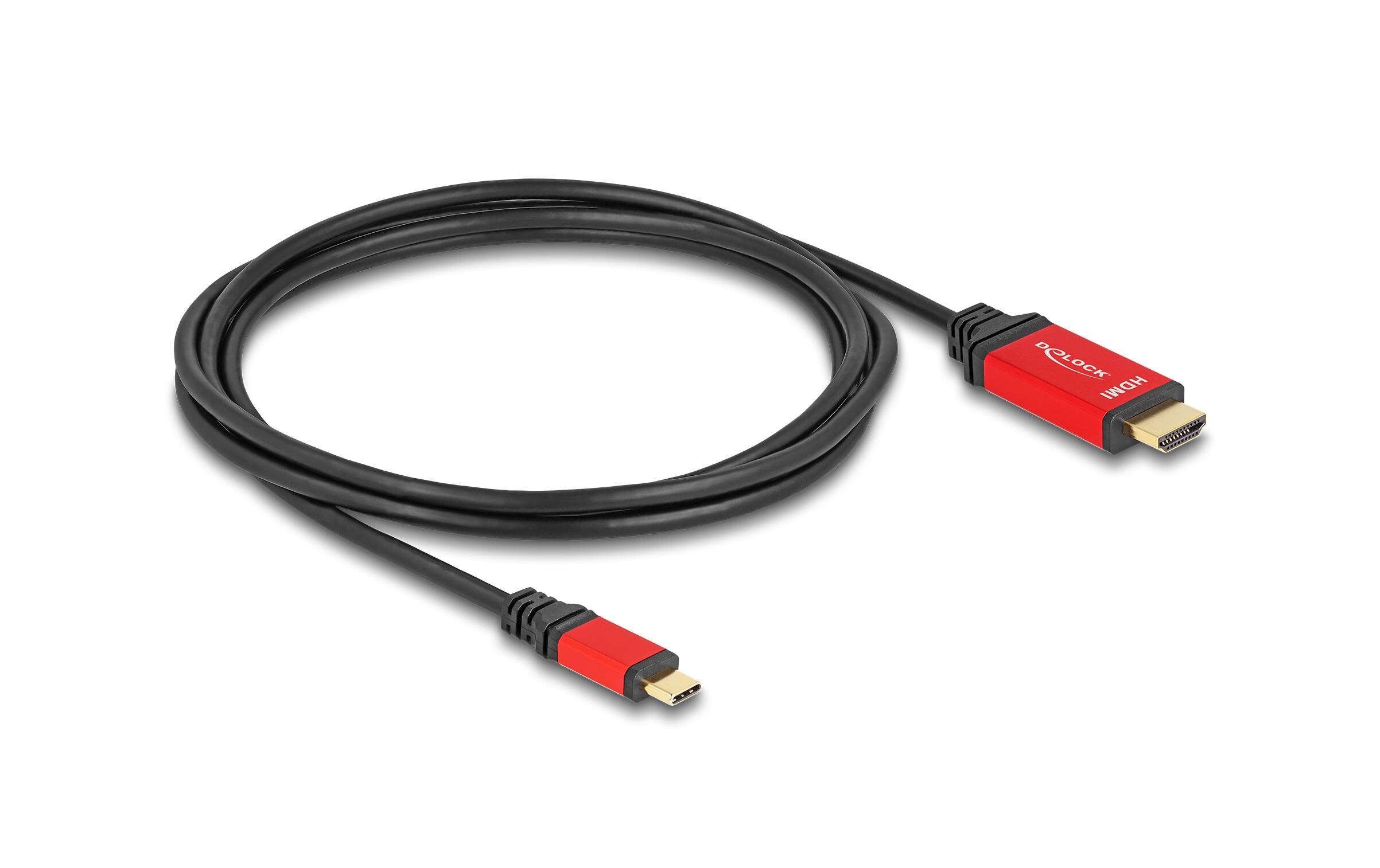 Kabel 8K 60Hz USB Type-C - HDMI, 2 mDelock USB Type-C zu HDMI Kabel (DP Alt Mode) 8K 60 Hz mit HDR Funktion 2 m rot