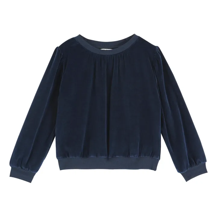 Emile et Ida Sweat Velours | Bleu marine