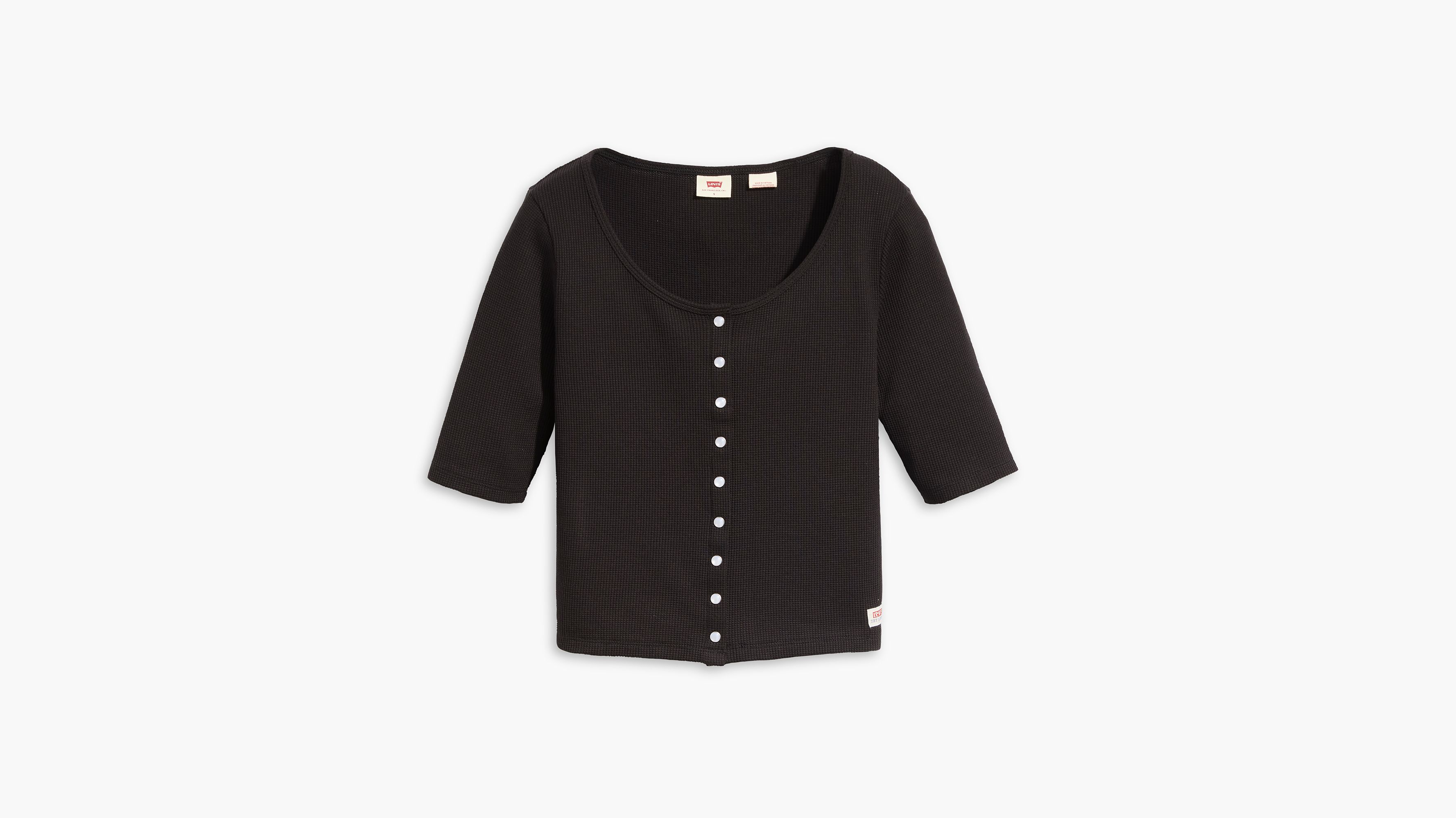 Dry Goods haut boutonné maille gaufrée - Caviar - Noir