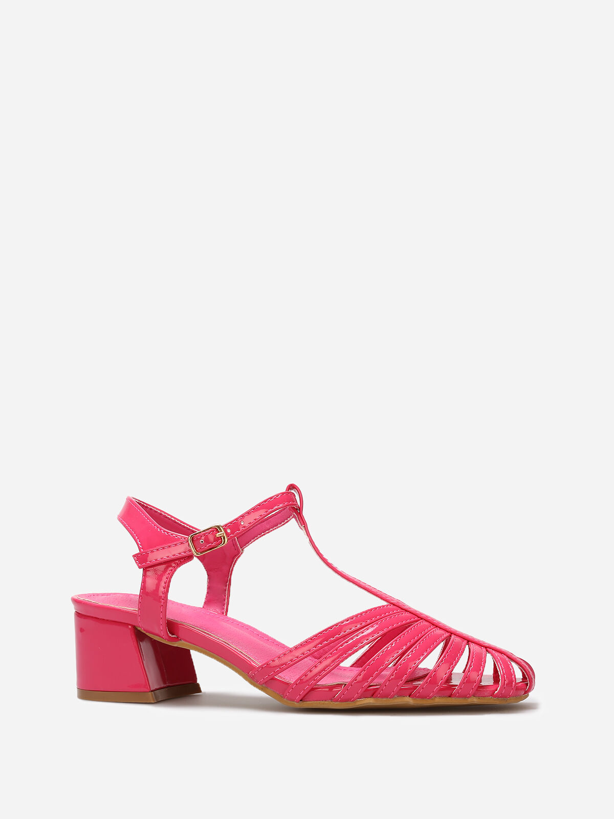 Sandales ajourées et vernies- Fuchsia