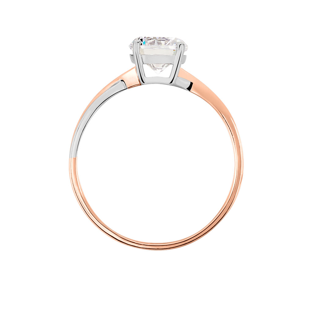Bague Solitaire Micheline Or Bicolore Oxyde De Zirconium