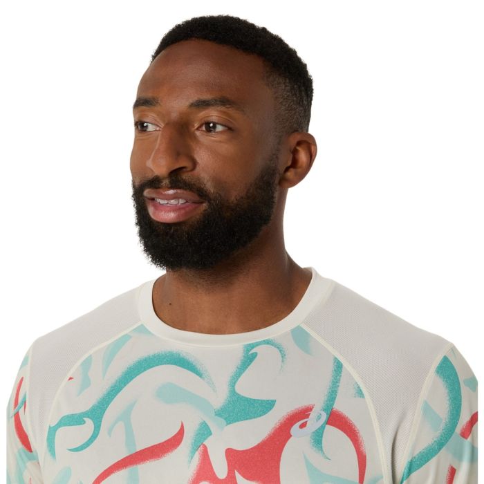 Asics Herre T-shirts Road AOP SS Top Hvid