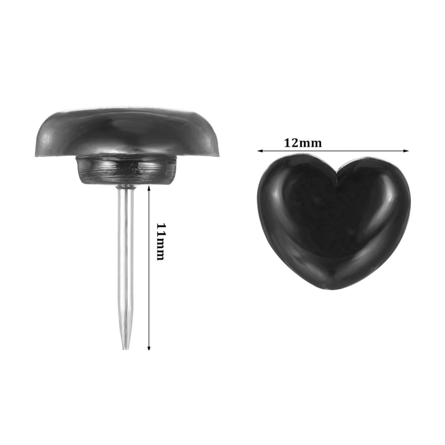 (50er Set) Pinnnadel Deko Steck Nadel Pinnwand Reissnagel DIY Herz Reisszwecke - Schwarz
