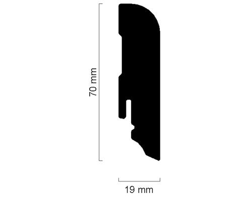 Plint FU088L MDF wit gelakt 19 x 70 x 2400 mm