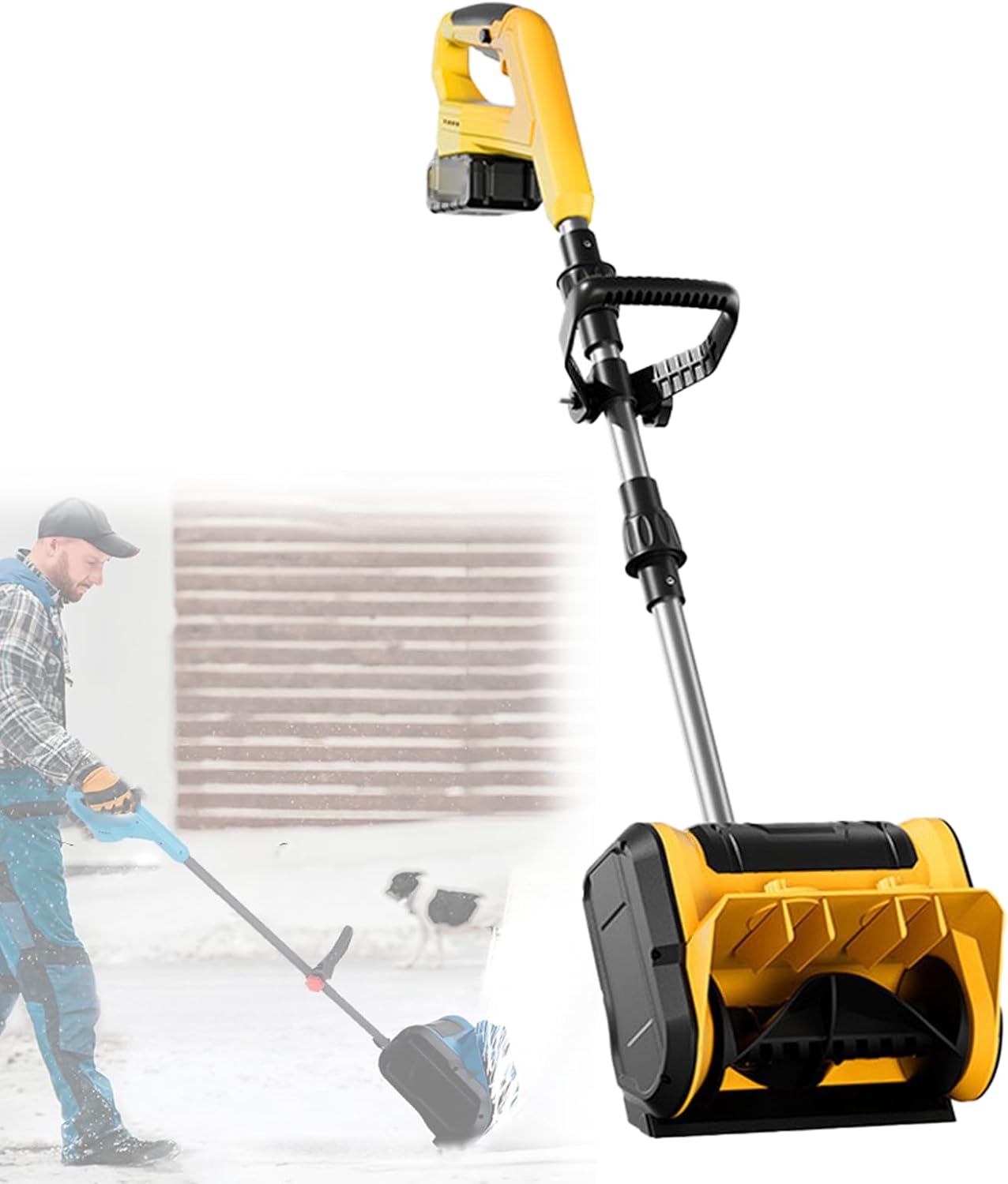 Akku Schneeschaufel, 11 Zoll Elektrische Schneeschaufel, SchneefräSe Kabellos Mit Richtungsplatte Und Verstellbarem Frontgriff, Akku Und SchnellladegeräT Im Lieferumfang Enthalten 15sections