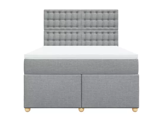 Sommier à lattes de lit avec matelas Gris clair 160x200cm Tissu