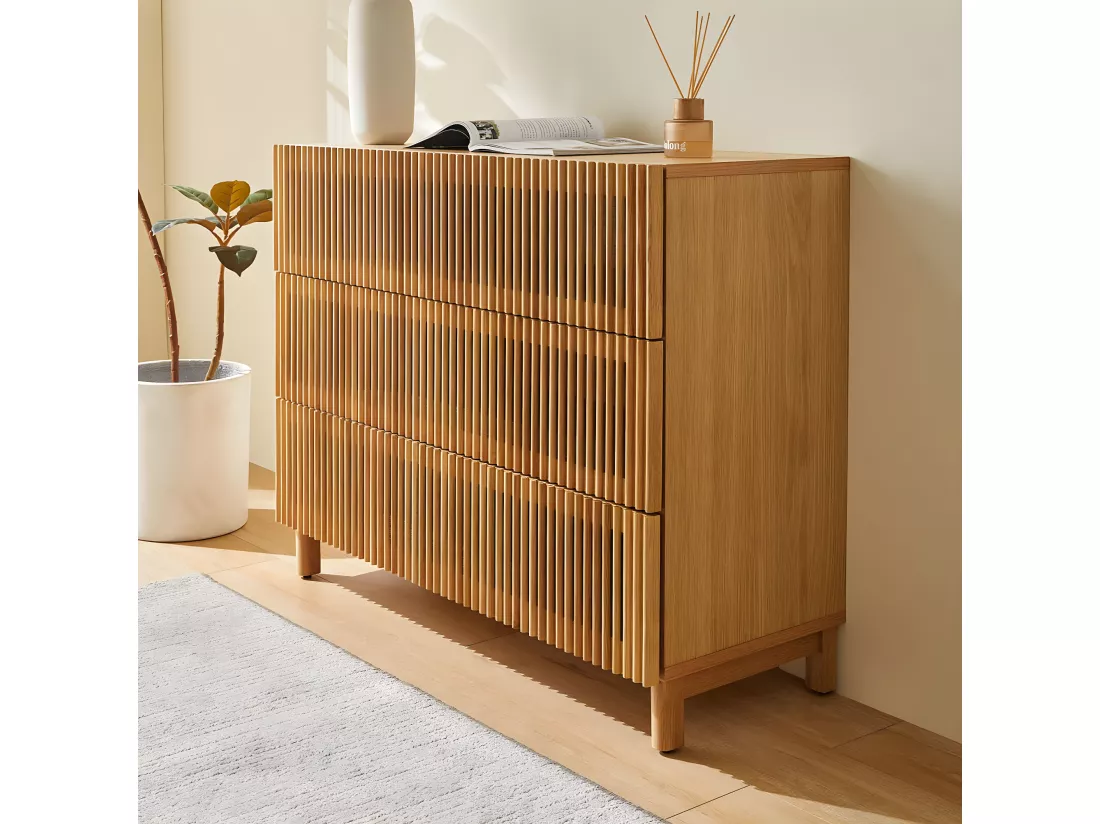 Commode 3 tiroirs en bois 100 cm - Umea